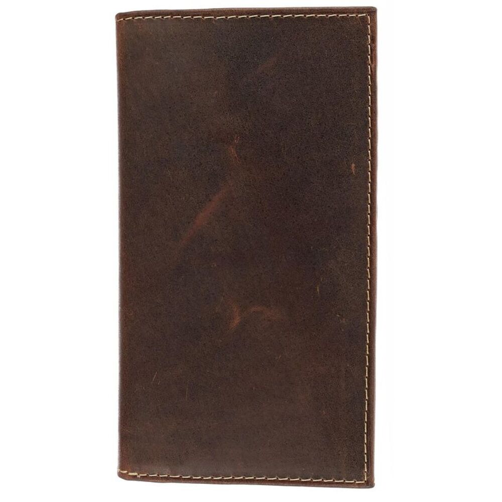 CTM Hunter Leather Distressed Checkbook Cover Wallet